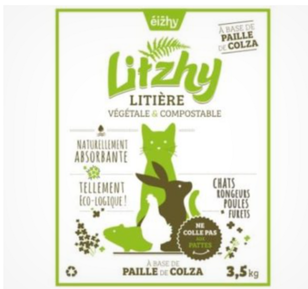 Litière végétale pour petits animaux à base de paille de colza