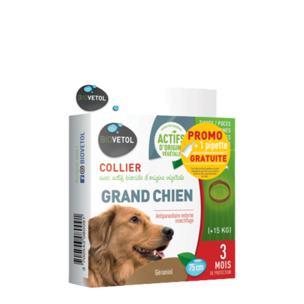 COLLIER GRAND CHIEN INSECTIFUGE BIOVETOL